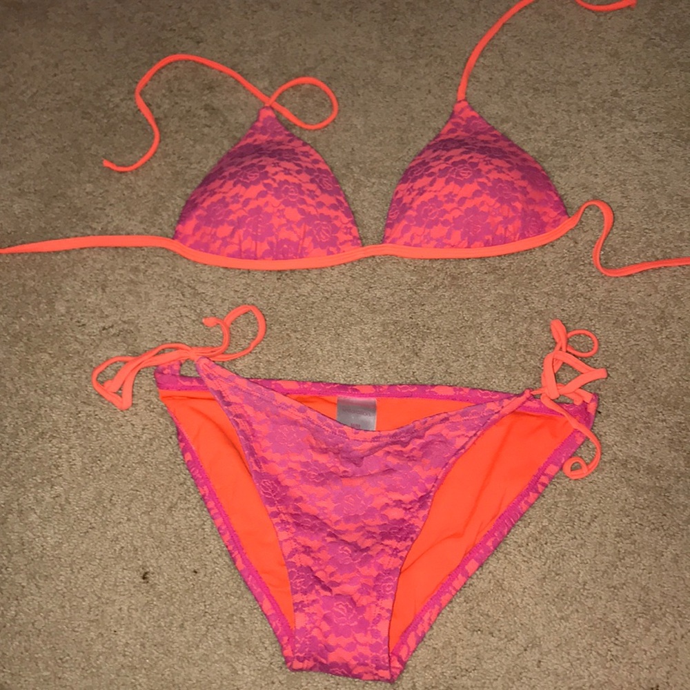 Xhilaration pink & orange floral bathing suit